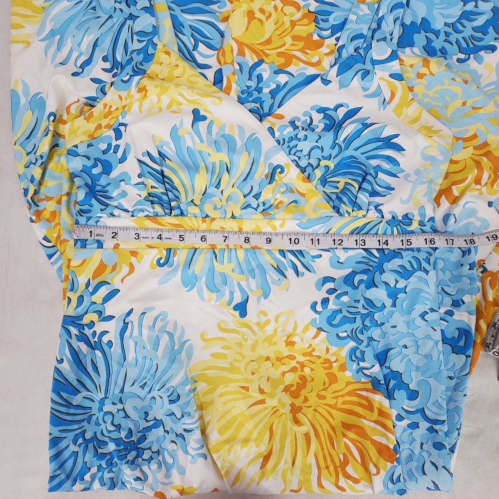 J. McLaughlin Floral Maxi Dress Size L Blue Yellow Sleeveless V Neck - Picture 12 of 12